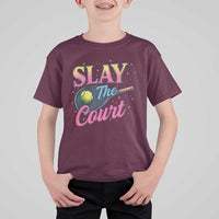 Slay The Court Queen T Shirt For Kid Witty Tennis Player Gift For Girls - Wonder Print Shop
