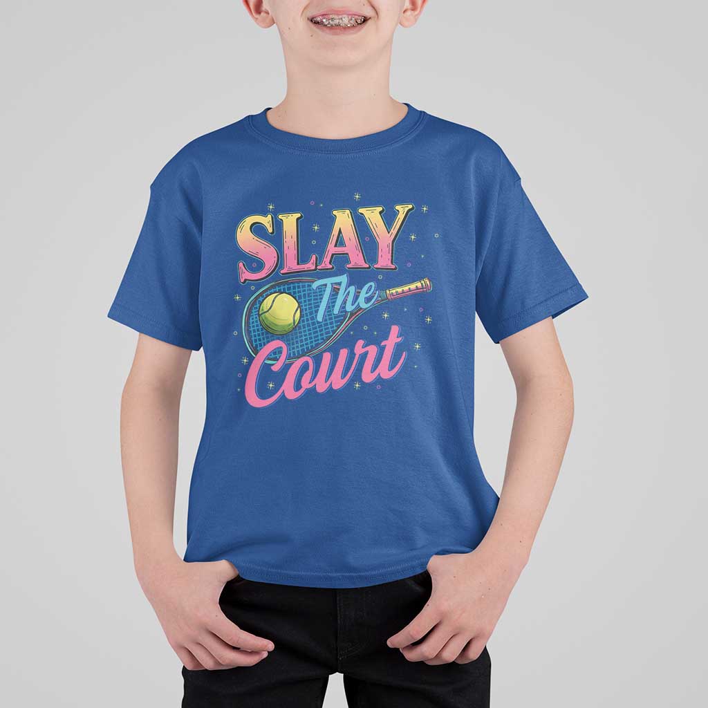 Slay The Court Queen T Shirt For Kid Witty Tennis Player Gift For Girls - Wonder Print Shop