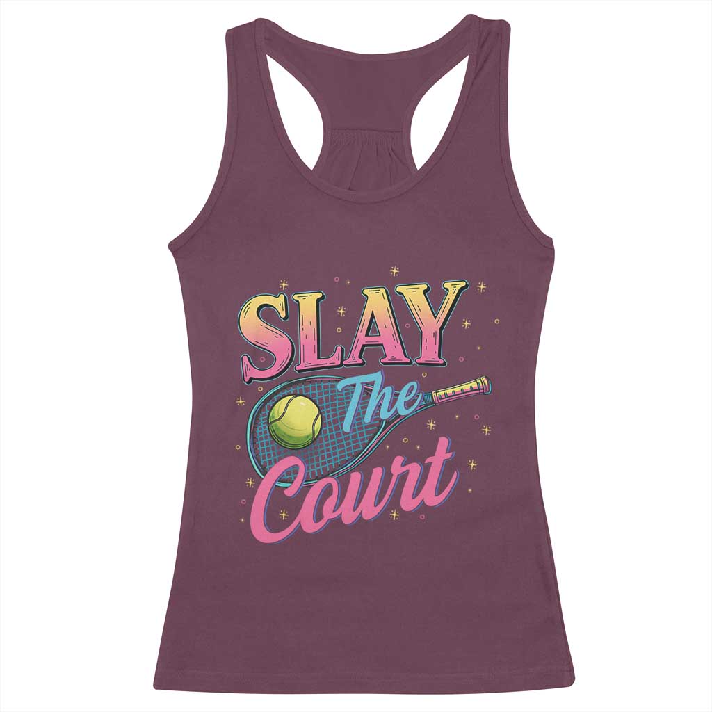 Slay The Court Queen Racerback Tank Top Witty Tennis Player Gift For Girls - Wonder Print Shop