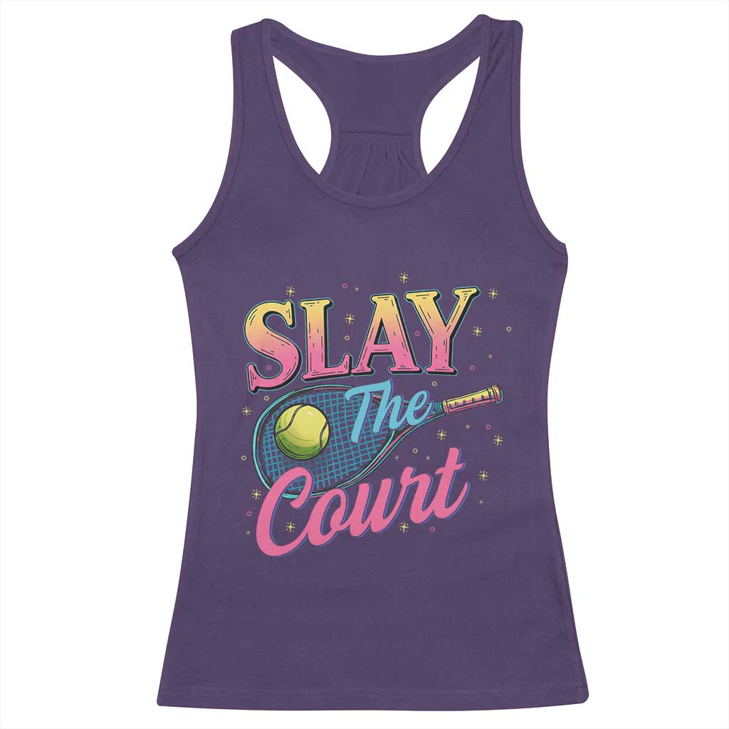 Slay The Court Queen Racerback Tank Top Witty Tennis Player Gift For Girls - Wonder Print Shop