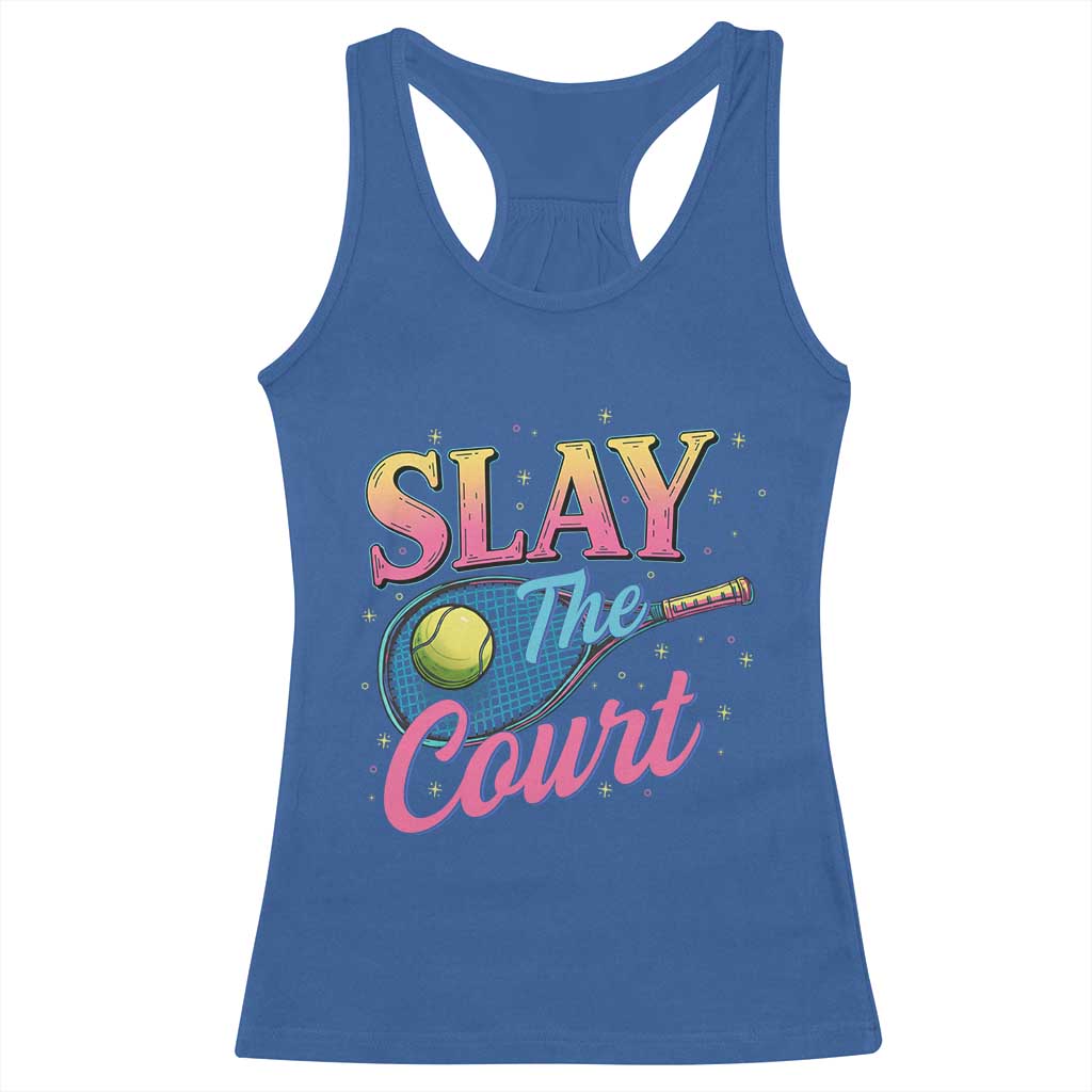 Slay The Court Queen Racerback Tank Top Witty Tennis Player Gift For Girls - Wonder Print Shop