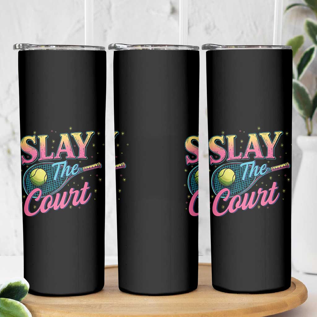 Slay The Court Queen Skinny Tumbler Witty Tennis Player Gift For Girls - Wonder Print Shop