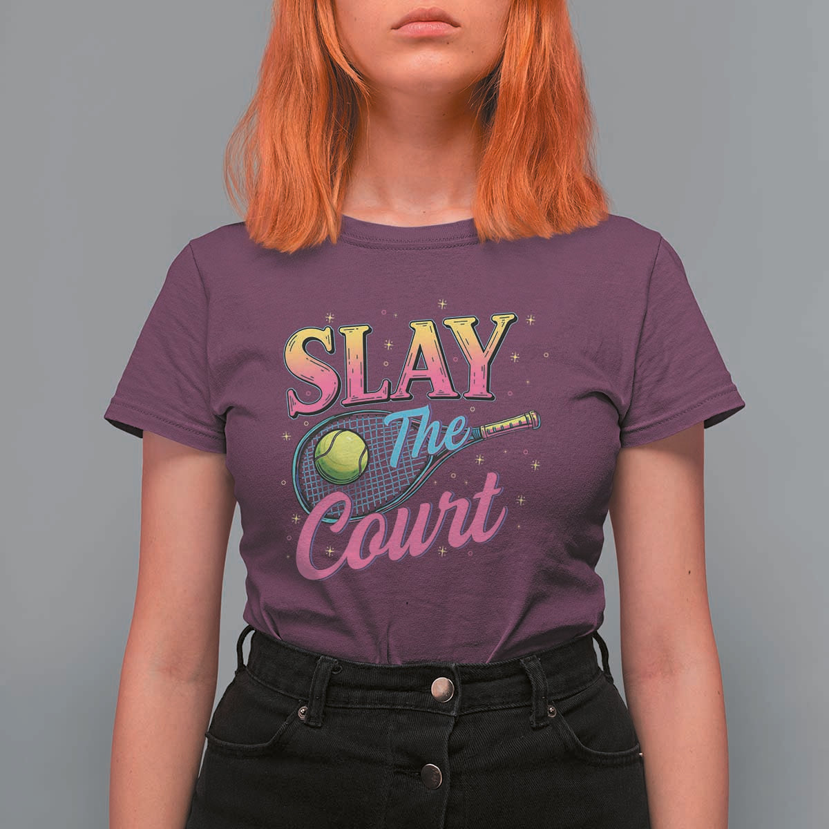 Slay The Court Queen T Shirt For Women Witty Tennis Player Gift For Girls - Wonder Print Shop