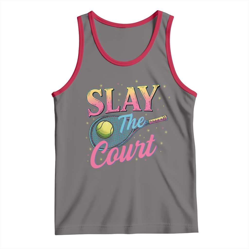 Slay The Court Queen Tank Top Witty Tennis Player Gift For Girls - Wonder Print Shop