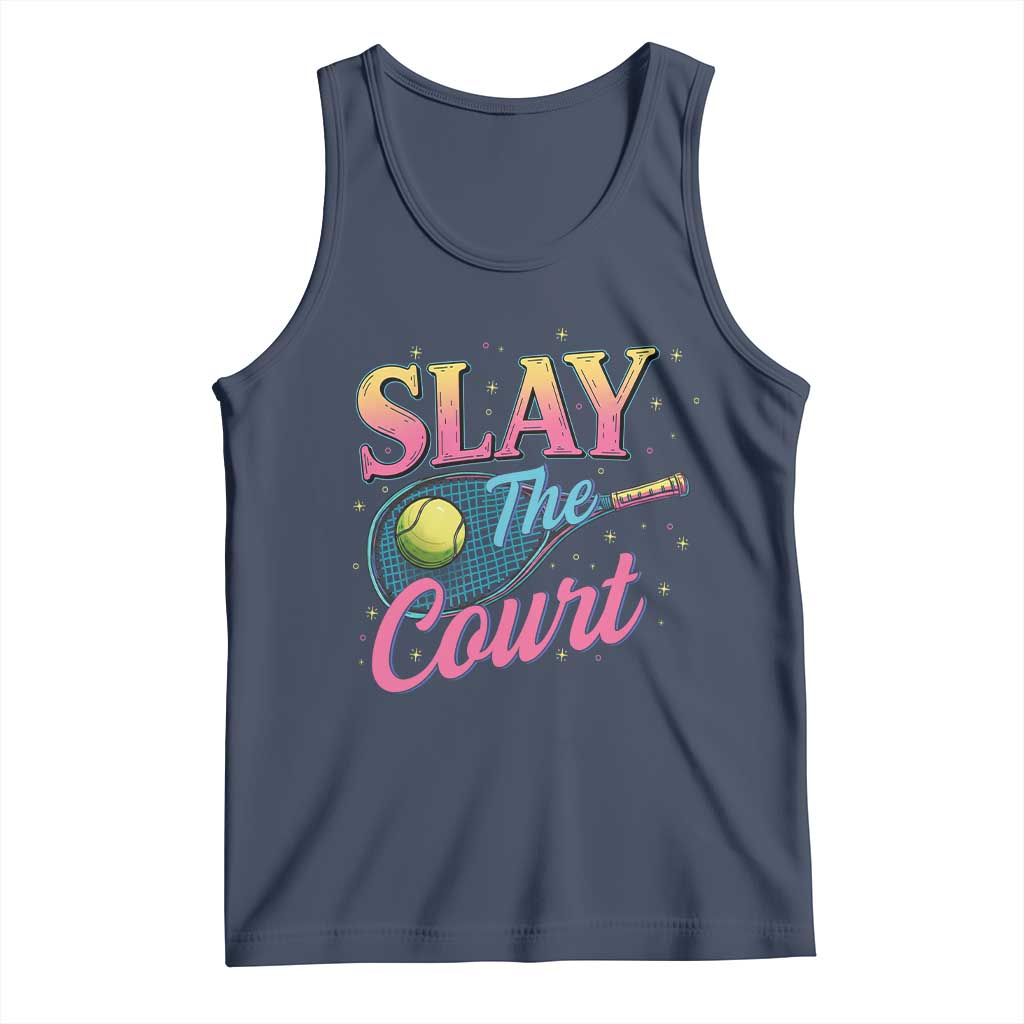 Slay The Court Queen Tank Top Witty Tennis Player Gift For Girls - Wonder Print Shop