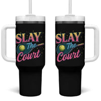 Slay The Court Queen Tumbler With Handle Witty Tennis Player Gift For Girls - Wonder Print Shop