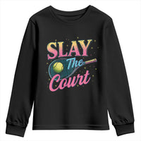 Slay The Court Queen Youth Sweatshirt Witty Tennis Player Gift For Girls - Wonder Print Shop