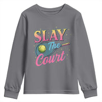 Slay The Court Queen Youth Sweatshirt Witty Tennis Player Gift For Girls - Wonder Print Shop