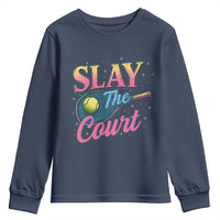 Slay The Court Queen Youth Sweatshirt Witty Tennis Player Gift For Girls - Wonder Print Shop