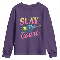 Slay The Court Queen Youth Sweatshirt Witty Tennis Player Gift For Girls - Wonder Print Shop