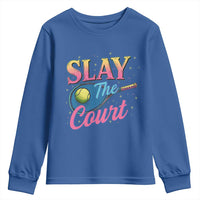 Slay The Court Queen Youth Sweatshirt Witty Tennis Player Gift For Girls - Wonder Print Shop