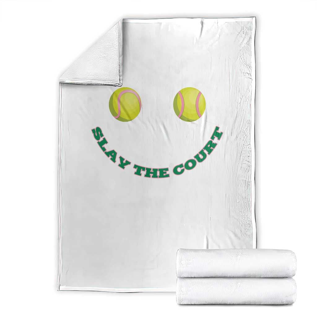 Slay The Court Tennis Girl Throw Blanket Funny Tennis Player Gift - Wonder Print Shop