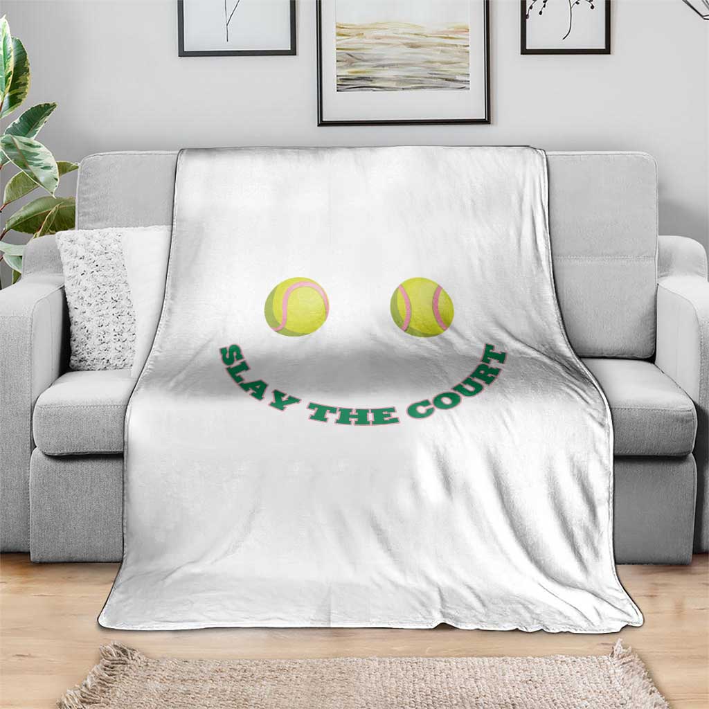 Slay The Court Tennis Girl Throw Blanket Funny Tennis Player Gift - Wonder Print Shop