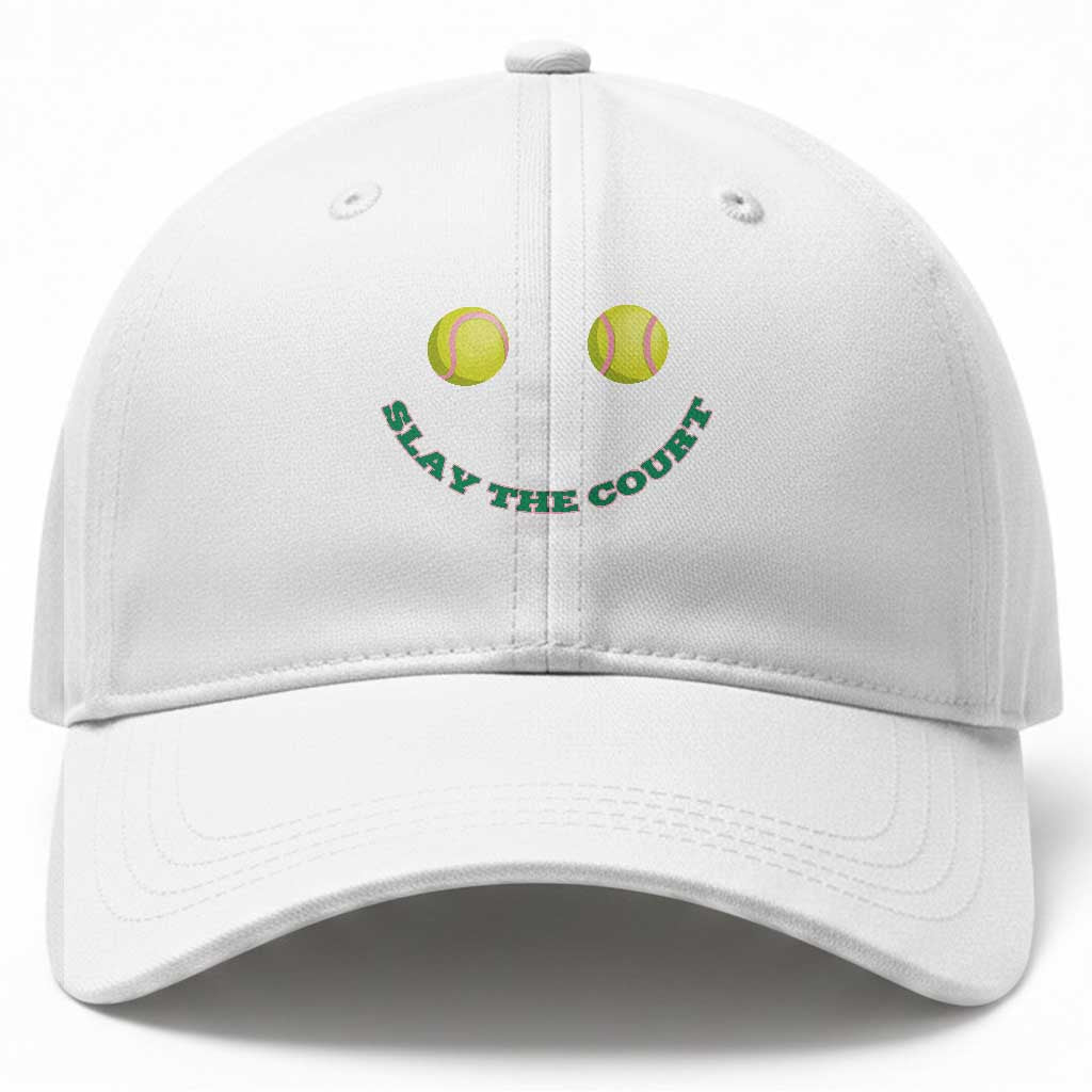 Slay The Court Tennis Girl Baseball Cap Funny Tennis Player Gift