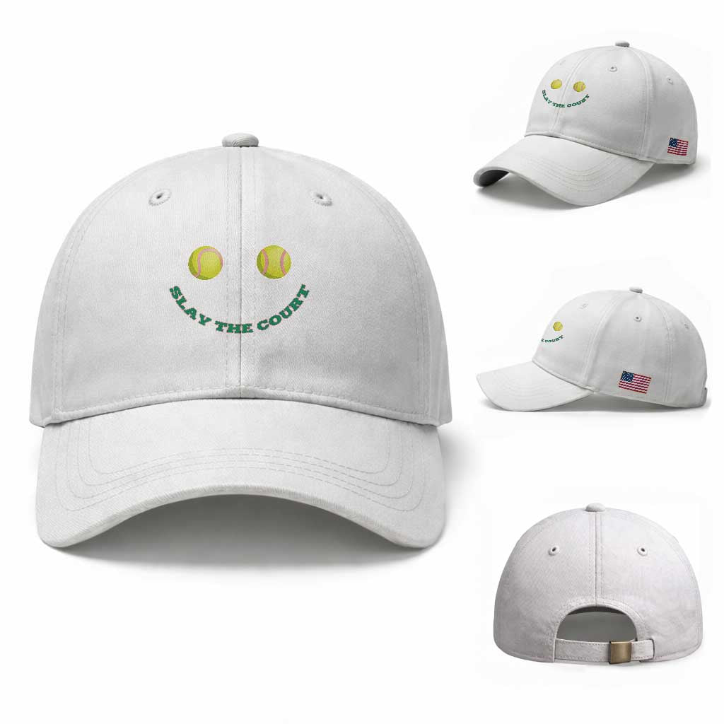 Slay The Court Tennis Girl Baseball Cap Funny Tennis Player Gift