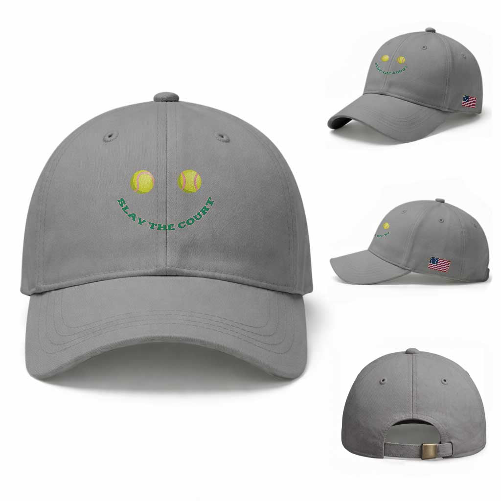 Slay The Court Tennis Girl Baseball Cap Funny Tennis Player Gift