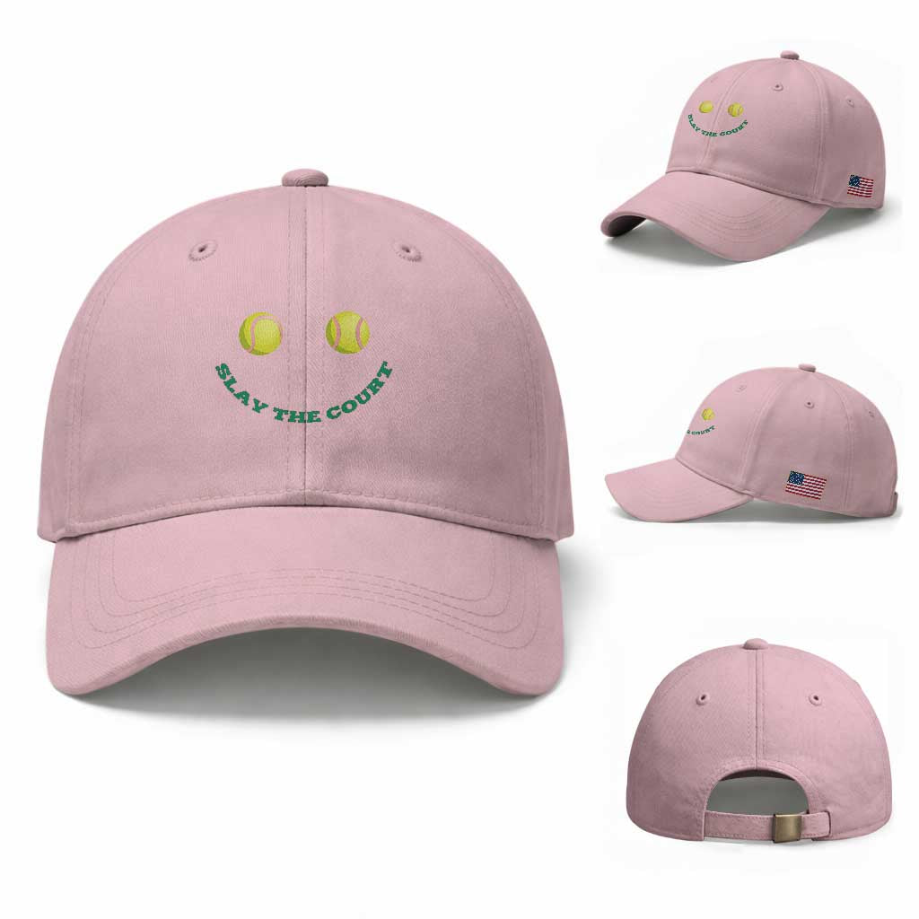 Slay The Court Tennis Girl Baseball Cap Funny Tennis Player Gift
