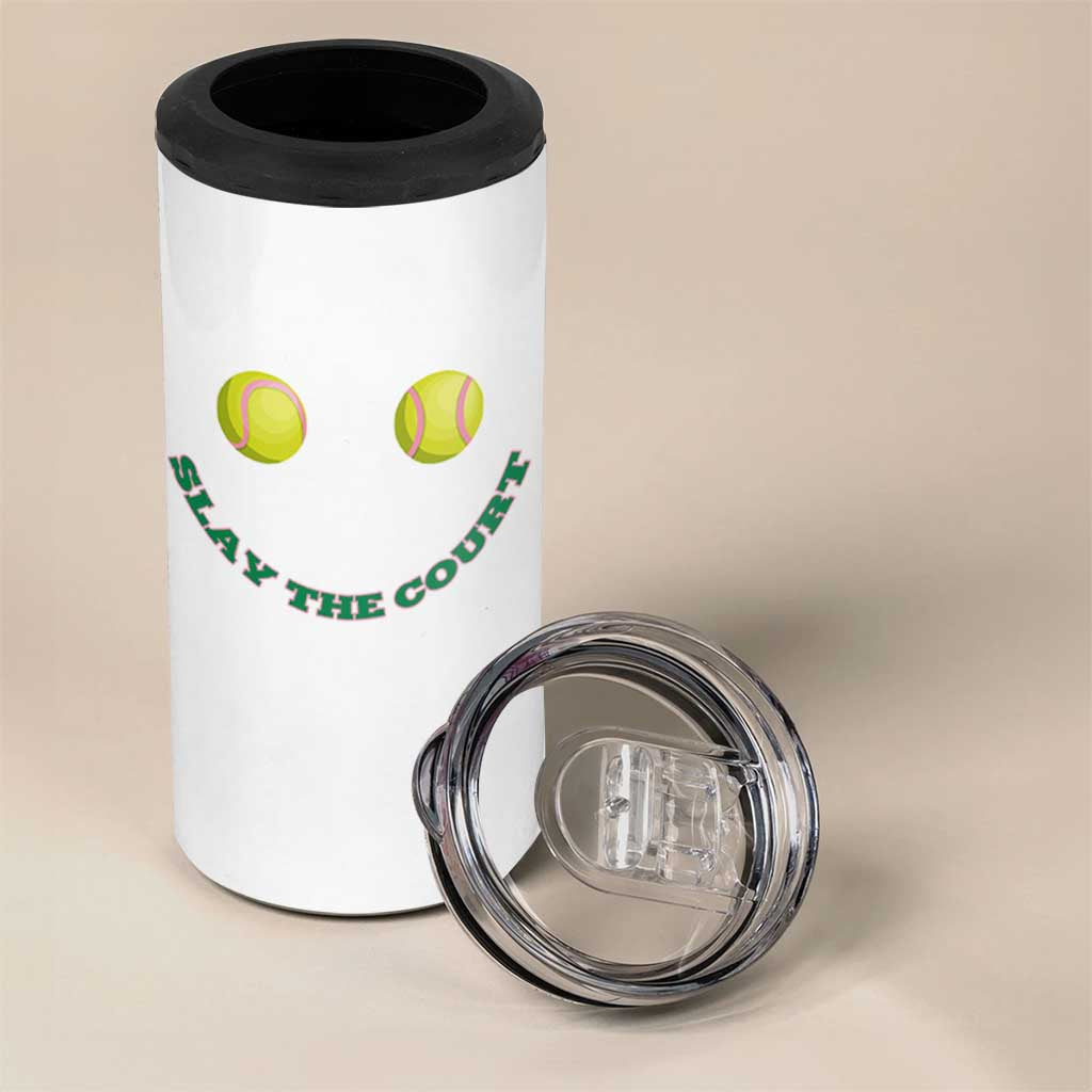 Slay The Court Tennis Girl 4 in 1 Can Cooler Tumbler Funny Tennis Player Gift - Wonder Print Shop