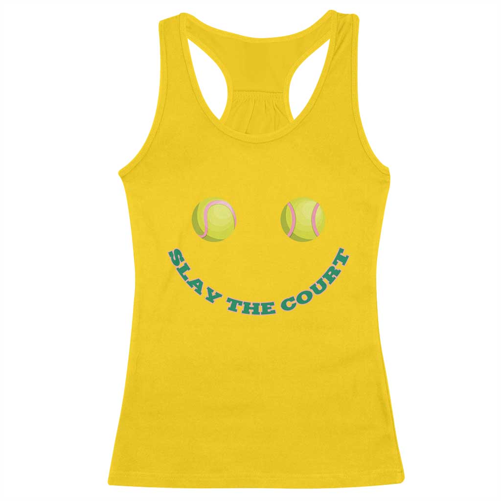 Slay The Court Tennis Girl Racerback Tank Top Funny Tennis Player Gift - Wonder Print Shop