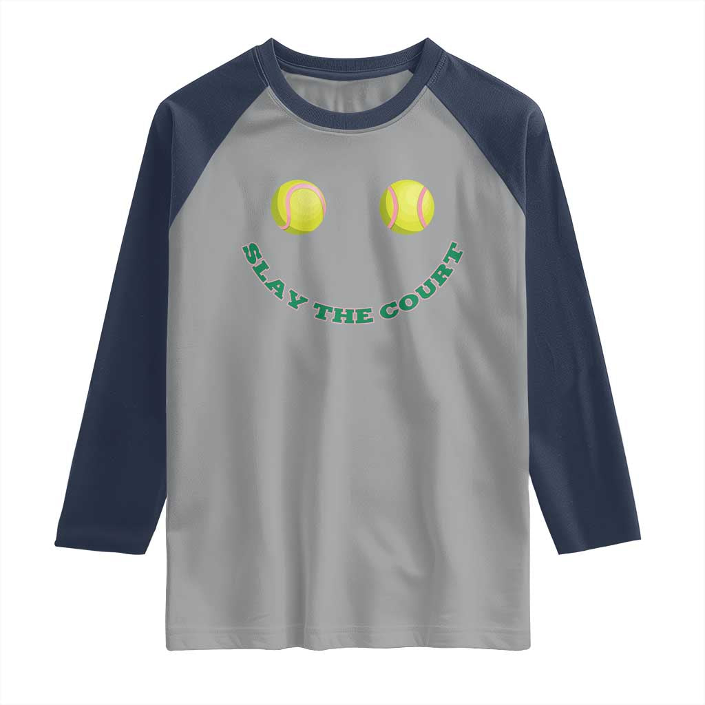Slay The Court Tennis Girl Raglan Shirt Funny Tennis Player Gift - Wonder Print Shop
