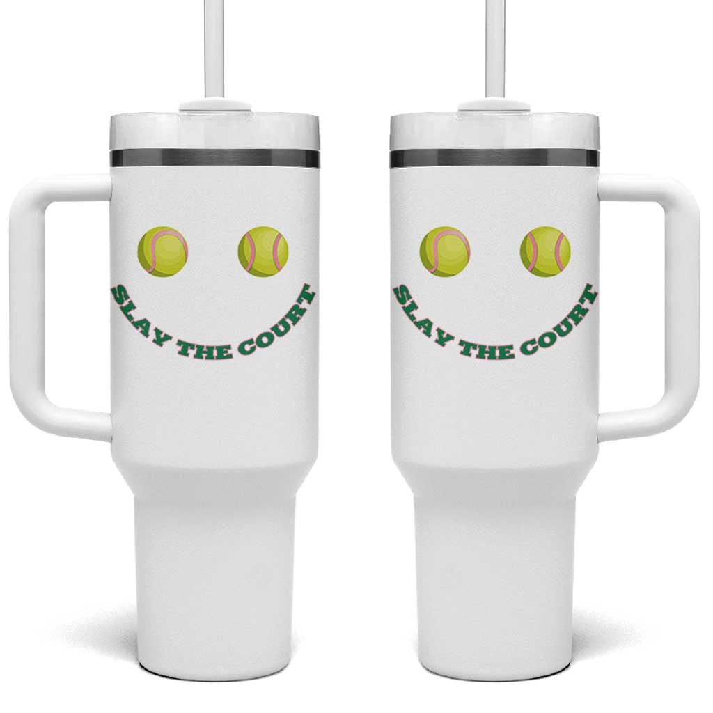 Slay The Court Tennis Girl Tumbler With Handle Funny Tennis Player Gift - Wonder Print Shop