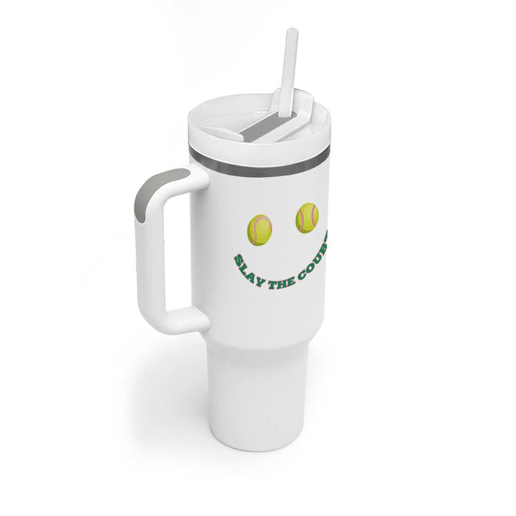 Slay The Court Tennis Girl Tumbler With Handle Funny Tennis Player Gift - Wonder Print Shop