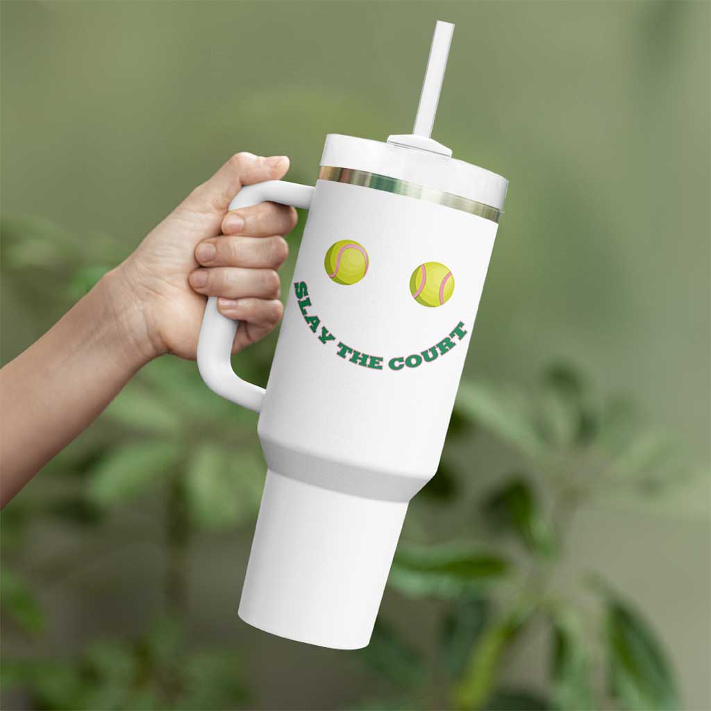 Slay The Court Tennis Girl Tumbler With Handle Funny Tennis Player Gift - Wonder Print Shop