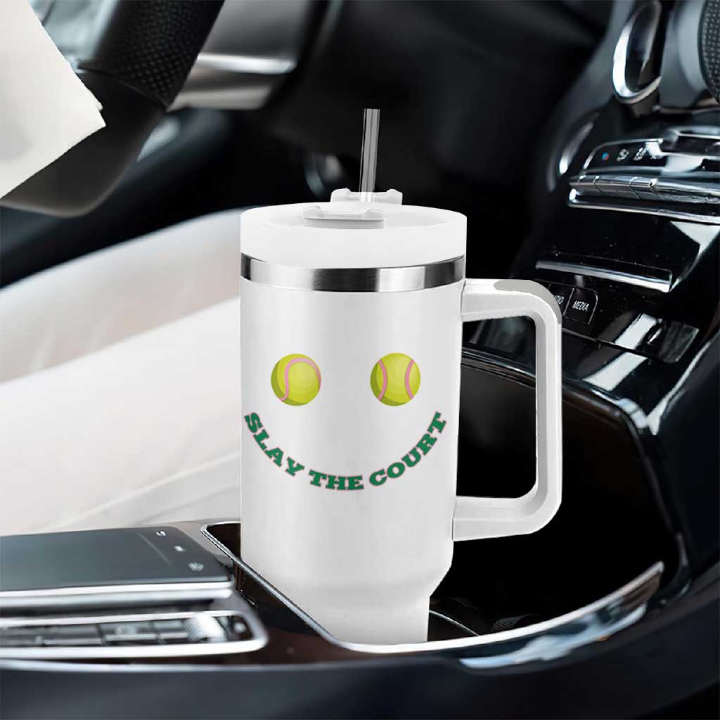 Slay The Court Tennis Girl Tumbler With Handle Funny Tennis Player Gift - Wonder Print Shop