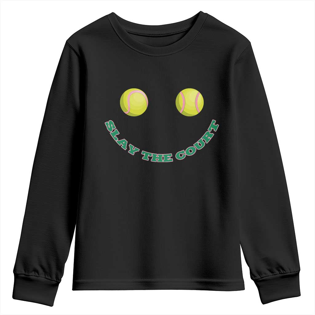 Slay The Court Tennis Girl Youth Sweatshirt Funny Tennis Player Gift - Wonder Print Shop