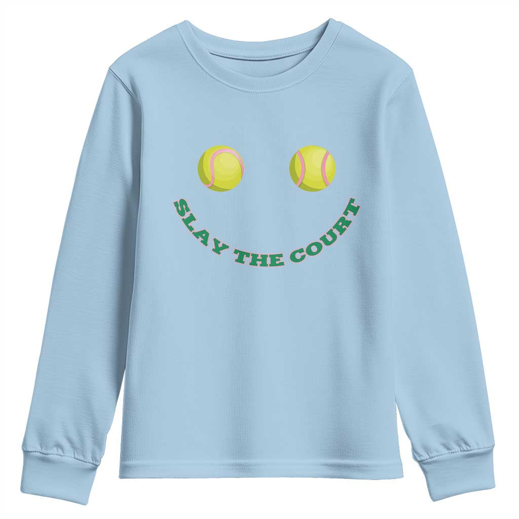 Slay The Court Tennis Girl Youth Sweatshirt Funny Tennis Player Gift - Wonder Print Shop
