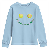 Slay The Court Tennis Girl Youth Sweatshirt Funny Tennis Player Gift - Wonder Print Shop
