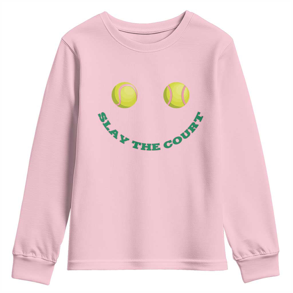 Slay The Court Tennis Girl Youth Sweatshirt Funny Tennis Player Gift - Wonder Print Shop