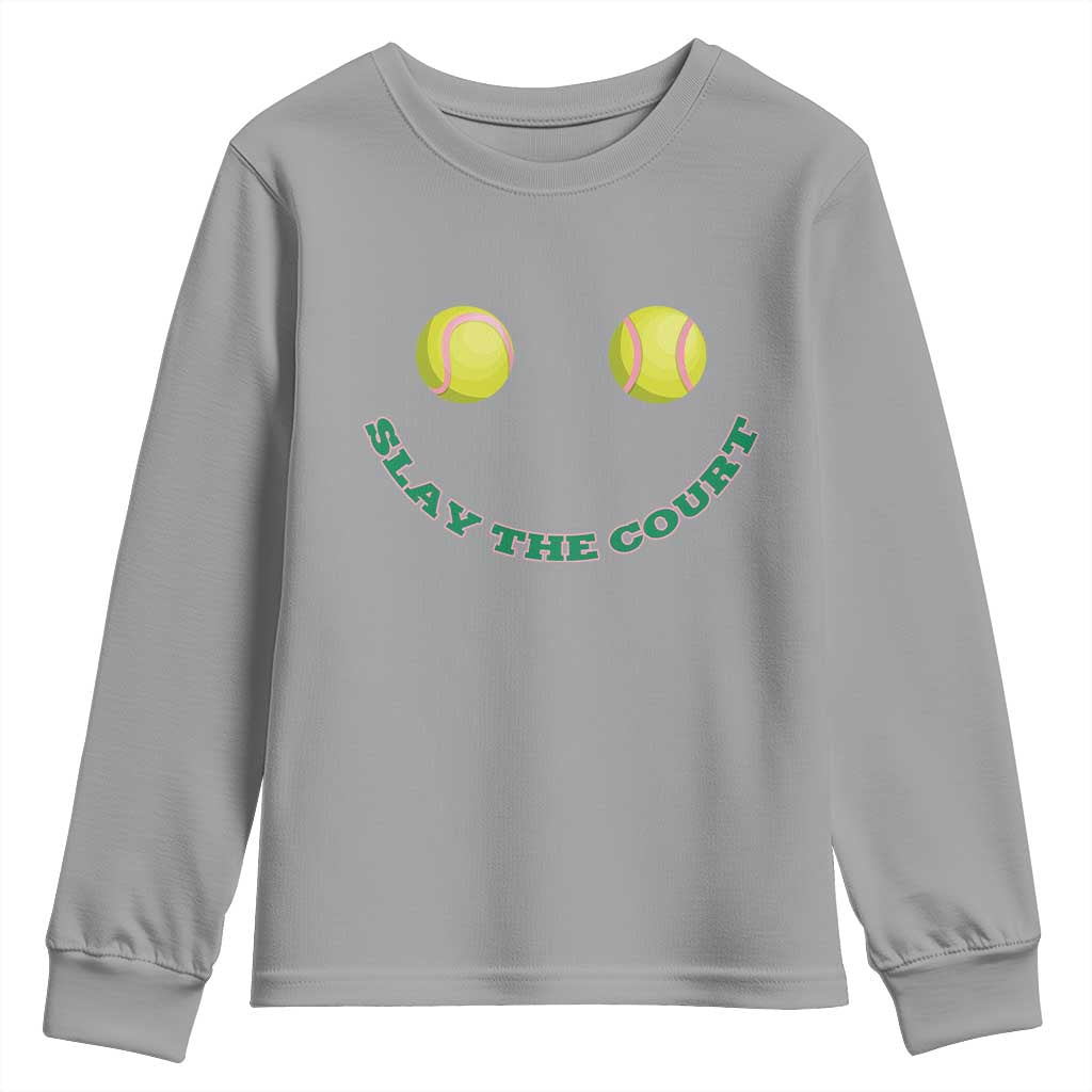 Slay The Court Tennis Girl Youth Sweatshirt Funny Tennis Player Gift - Wonder Print Shop