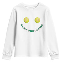 Slay The Court Tennis Girl Youth Sweatshirt Funny Tennis Player Gift - Wonder Print Shop