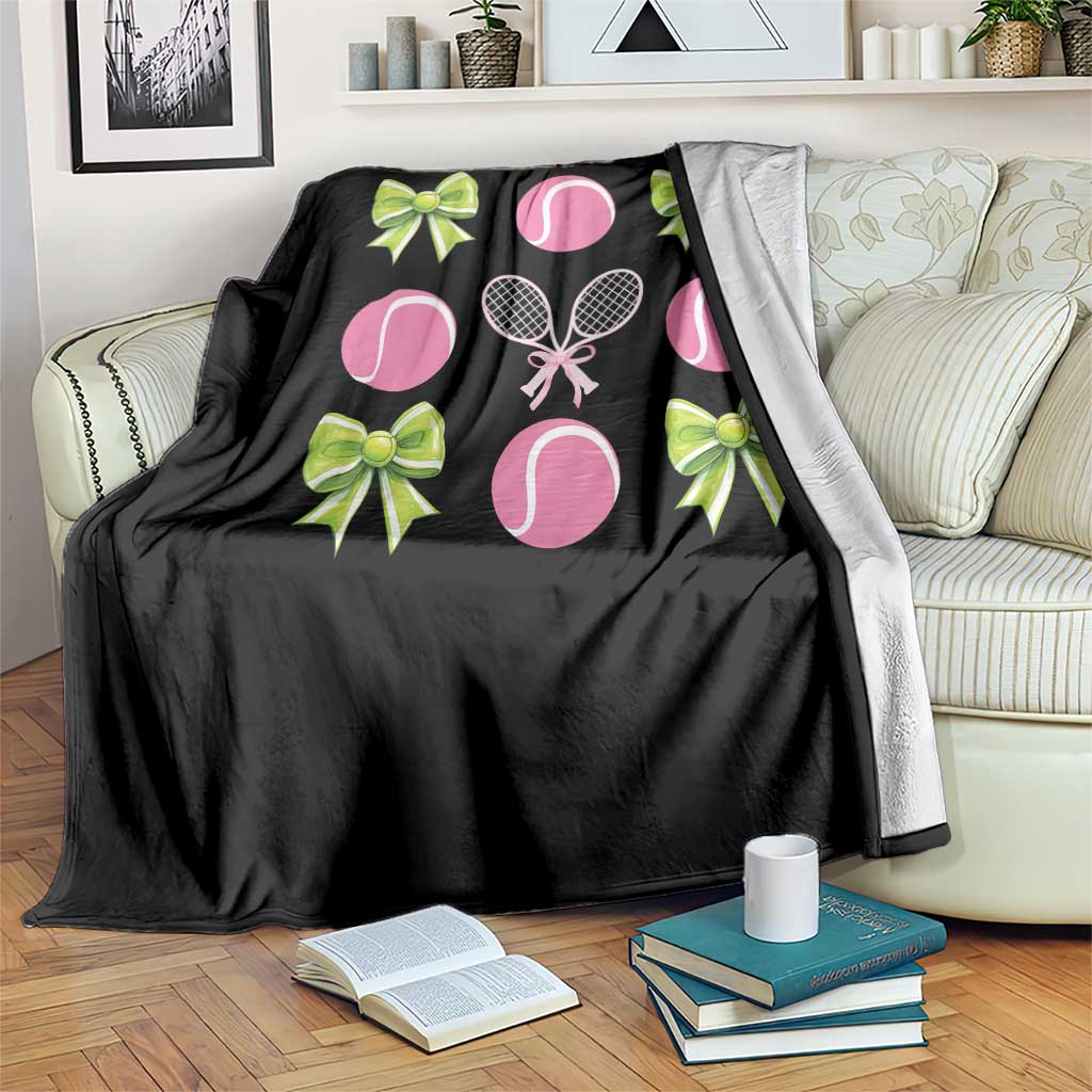 Pink Bow Coquette Tennis Lover Throw Blanket Funny Tennis Girl Gift - Wonder Print Shop