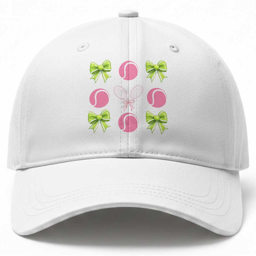 Pink Bow Coquette Tennis Lover Baseball Cap Funny Tennis Girl Gift