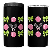 Pink Bow Coquette Tennis Lover 4 in 1 Can Cooler Tumbler Funny Tennis Girl Gift - Wonder Print Shop