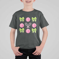 Pink Bow Coquette Tennis Lover T Shirt For Kid Funny Tennis Girl Gift - Wonder Print Shop