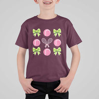 Pink Bow Coquette Tennis Lover T Shirt For Kid Funny Tennis Girl Gift - Wonder Print Shop