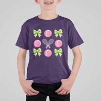 Pink Bow Coquette Tennis Lover T Shirt For Kid Funny Tennis Girl Gift - Wonder Print Shop