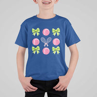 Pink Bow Coquette Tennis Lover T Shirt For Kid Funny Tennis Girl Gift - Wonder Print Shop