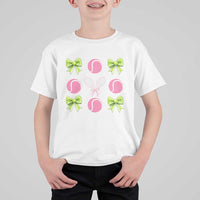 Pink Bow Coquette Tennis Lover T Shirt For Kid Funny Tennis Girl Gift - Wonder Print Shop