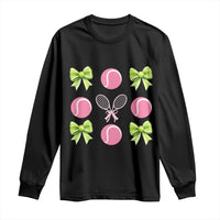 Pink Bow Coquette Tennis Lover Long Sleeve Shirt Funny Tennis Girl Gift - Wonder Print Shop