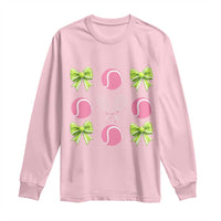 Pink Bow Coquette Tennis Lover Long Sleeve Shirt Funny Tennis Girl Gift - Wonder Print Shop