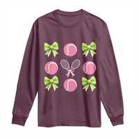 Pink Bow Coquette Tennis Lover Long Sleeve Shirt Funny Tennis Girl Gift - Wonder Print Shop