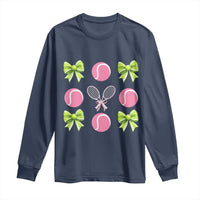 Pink Bow Coquette Tennis Lover Long Sleeve Shirt Funny Tennis Girl Gift - Wonder Print Shop