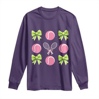 Pink Bow Coquette Tennis Lover Long Sleeve Shirt Funny Tennis Girl Gift - Wonder Print Shop