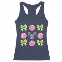 Pink Bow Coquette Tennis Lover Racerback Tank Top Funny Tennis Girl Gift - Wonder Print Shop