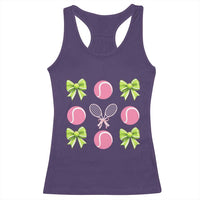 Pink Bow Coquette Tennis Lover Racerback Tank Top Funny Tennis Girl Gift - Wonder Print Shop
