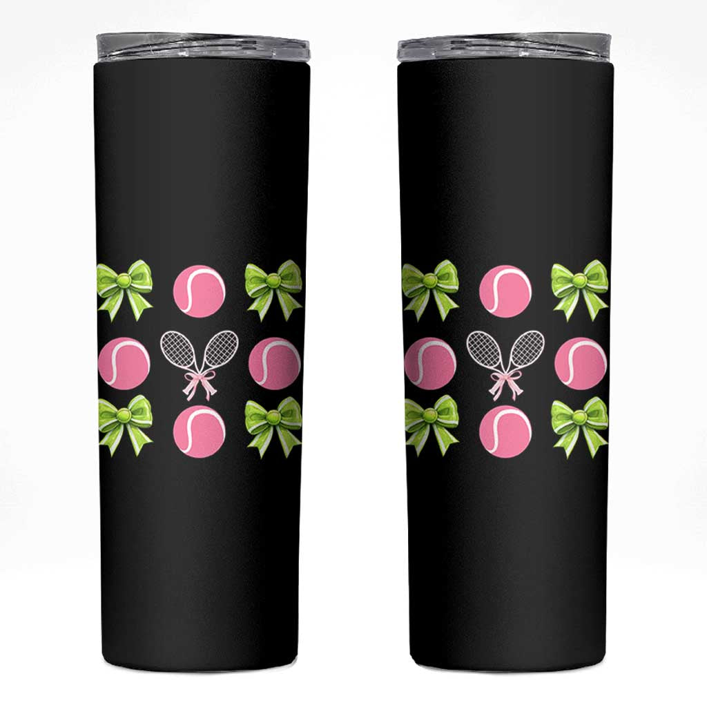 Pink Bow Coquette Tennis Lover Skinny Tumbler Funny Tennis Girl Gift - Wonder Print Shop